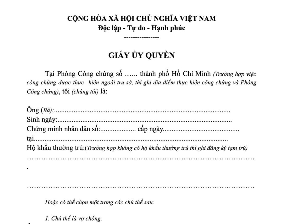 mau giay uy quyen thua ke dat dai