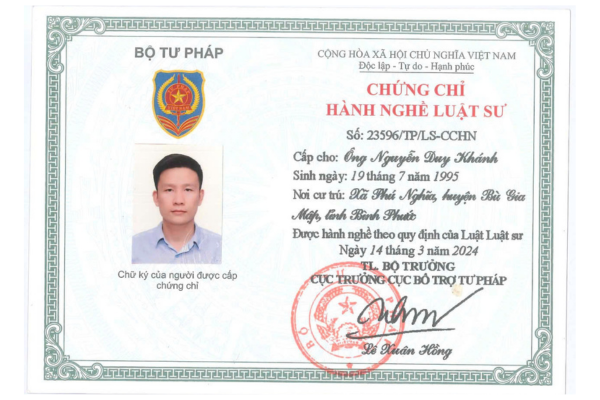 chung chi hanh nghe luat su